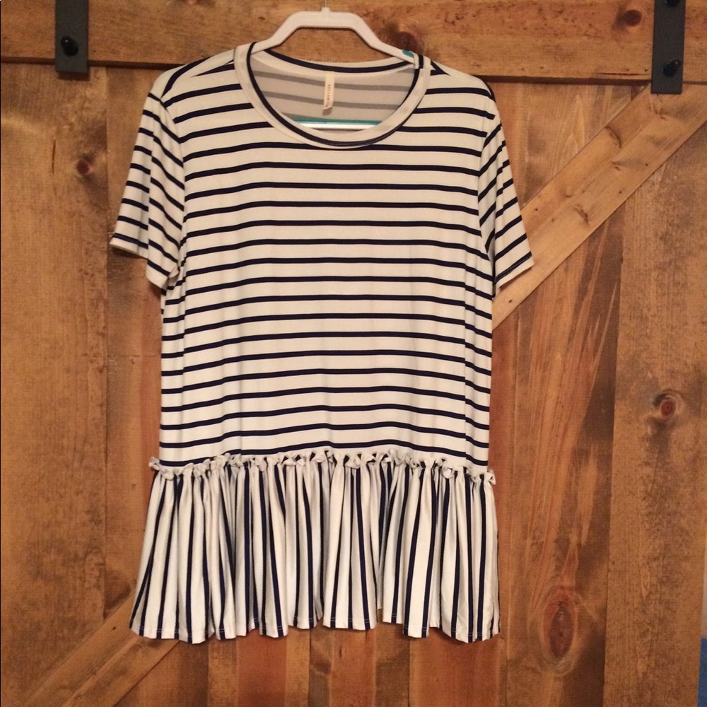 Navy/white peplum top